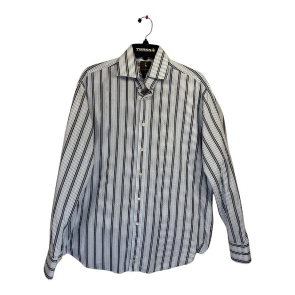 Tailorbyrd Shirt Mens Size Large Long Sleeve Button Down Striped 100% Cotton Fli